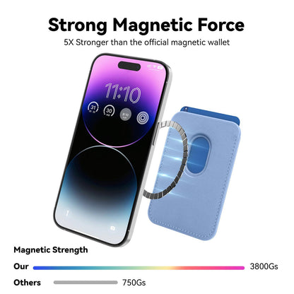 KRTALS Magnetic Wallet Cell Phone Card Holder for Phone Case with Mag-Safe, Stronger Magnetic RFID Leather Phone Wallet Stick on Series of iPhone 17/16/15/14/13/12 and Pro/Promax, Purple