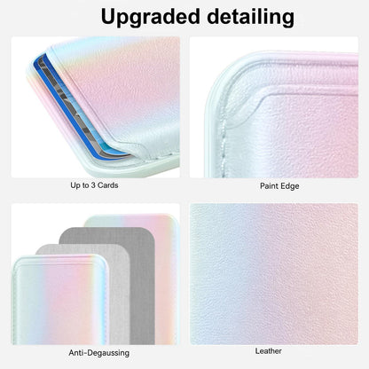 KRTALS Magnetic Wallet Cell Phone Card Holder for Phone Case with Mag-Safe, Stronger Magnetic RFID Leather Phone Wallet Stick on Series of iPhone 17/16/15/14/13/12 and Pro/Promax, Rainbow Color