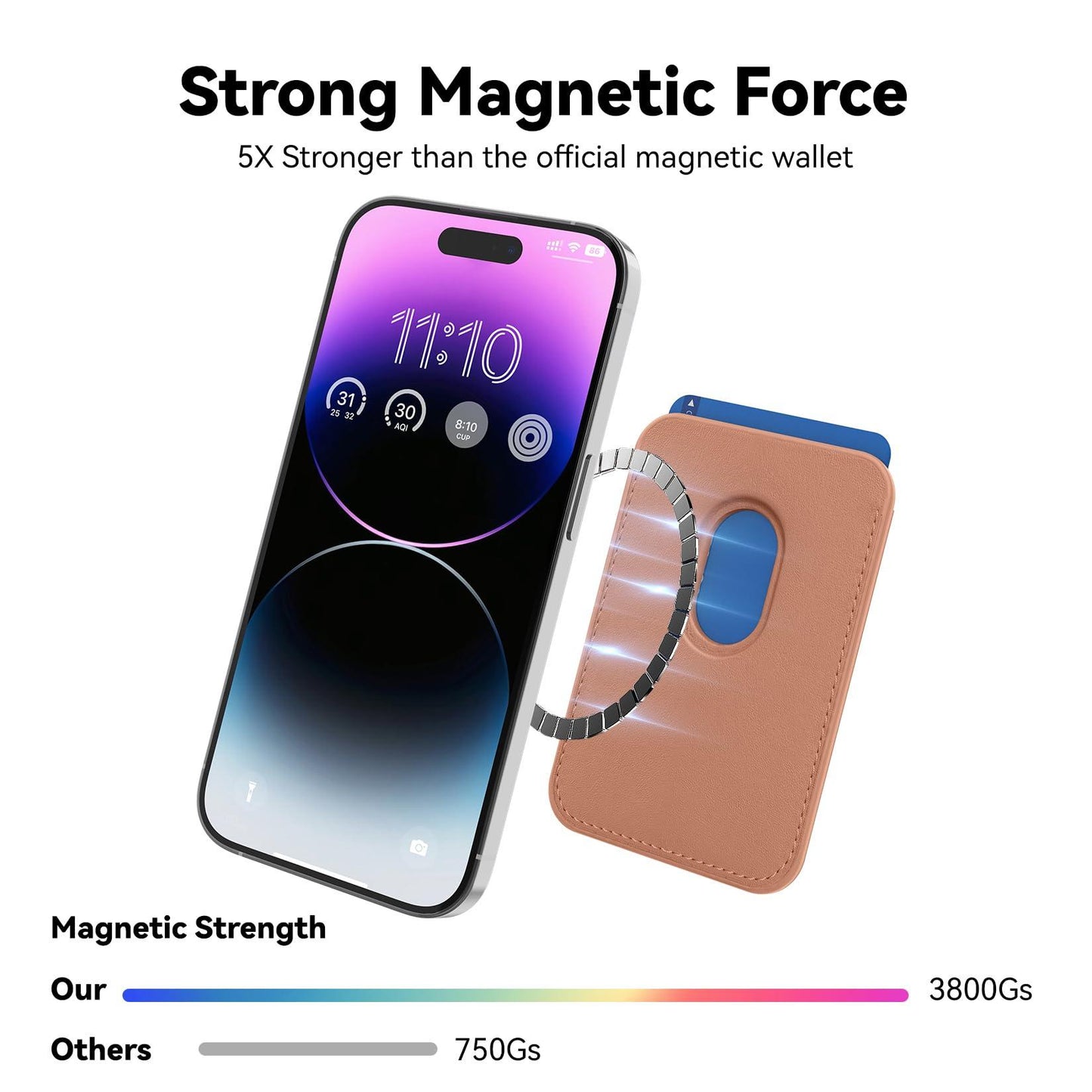 KRTALS Stronger Magnetic RFID Leather Mag-Safe Card Holder for iPhone 17 Series, Mag-Safe Accessories Stick on Series of iPhone 17/16/15/14/13/12 and Pro/Promax, Rose Gold