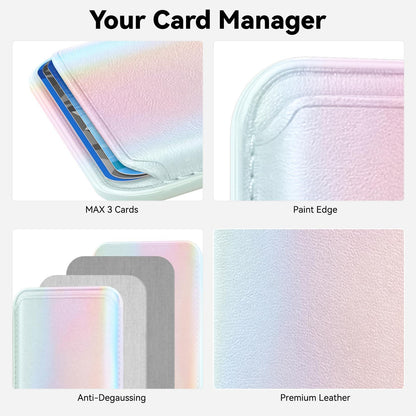 KRTALS Stronger Magnetic Magsafe Wallet Cell Phone Card Holder for iPhone 15 Series, RFID Leather Phone Wallet Stick on Series of iPhone 17/16/15/14/13/12 Pro/Promax and Magsafe Devices, Rainbow