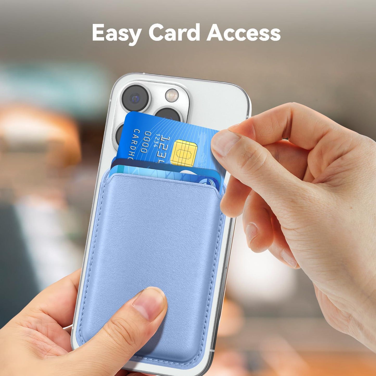 KRTALS Magnetic Wallet Cell Phone Card Holder for Phone Case with Mag-Safe, Stronger Magnetic RFID Leather Phone Wallet Stick on Series of iPhone 17/16/15/14/13/12 and Pro/Promax, Purple