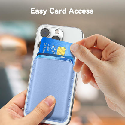 KRTALS Magnetic Wallet Cell Phone Card Holder for Phone Case with Mag-Safe, Stronger Magnetic RFID Leather Phone Wallet Stick on Series of iPhone 17/16/15/14/13/12 and Pro/Promax, Purple