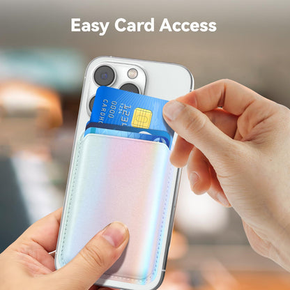 KRTALS Stronger Magnetic Magsafe Wallet Cell Phone Card Holder for iPhone 15 Series, RFID Leather Phone Wallet Stick on Series of iPhone 17/16/15/14/13/12 Pro/Promax and Magsafe Devices, Rainbow
